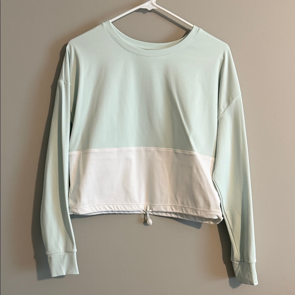 Mint and White Long Sleeve Crop Top